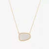 Silver Treasures Genuine Stone Womens White Mother Of Pearl 14k Gold Over Silver 18 Inch Pendant Necklace In Gold