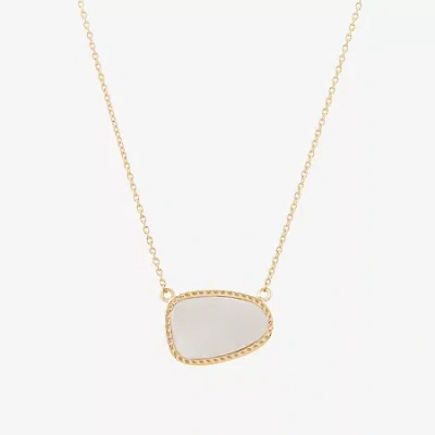 Silver Treasures Genuine Stone Womens White Mother Of Pearl 14k Gold Over Silver 18 Inch Pendant Necklace In Transparent