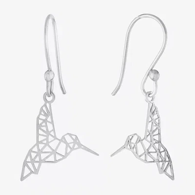 Silver Treasures Hummingbird Womens Sterling Silver Drop Earrings In Transparent