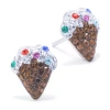 Silver Treasures Ice Cream Multi Color Crystal Sterling Silver 10.1mm Stud Earrings In Brown