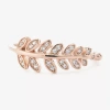 Silver Treasures Leaf Womens Cubic Zirconia 24k Rose Gold Over Silver Band In Gold