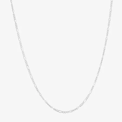 Silver Treasures Made In Italy Sterling Silver 18-20" Figaro Chain Necklace In Transparent
