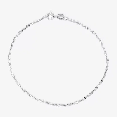 Silver Treasures Made In Italy Twist Womens Sterling Silver Semisolid Chain Bracelet In Gray