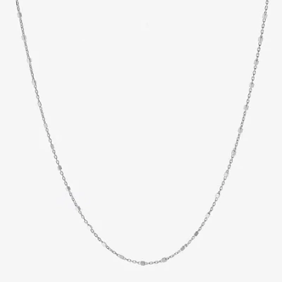 Silver Treasures Made In Italy Womens Sterling Silver 18 Inch Cable Chain Necklace In Transparent
