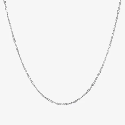 Silver Treasures Made In Italy Womens Sterling Silver 18 Inch Cable Chain Necklace In Transparent