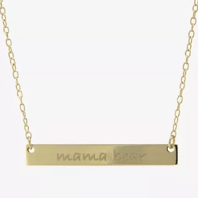 Silver Treasures Mama Bear Womens 14k Gold Over Silver Bar 16 Inch Pendant Necklace