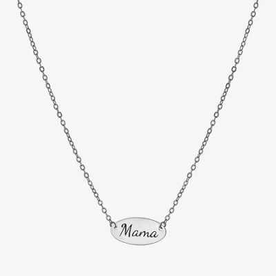 Silver Treasures Mama Womens Sterling Silver Oval 16 Inch Pendant Necklace In Transparent