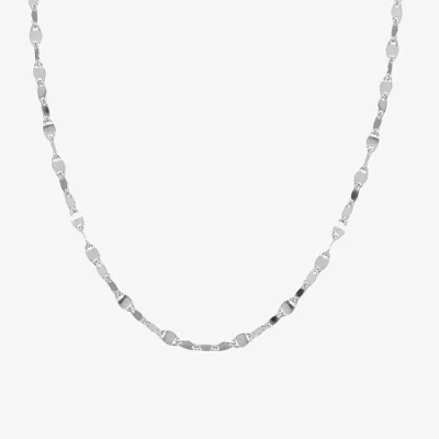 Silver Treasures Mirror Chain Sterling Silver 12 Inch Link Choker Necklace In Transparent