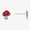 Silver Treasures Mushroom Multi Color Crystal Sterling Silver 9.1mm Stud Earrings In Red