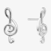 Silver Treasures Music Note Sterling Silver 12.7mm Stud Earrings In Silver