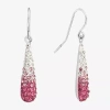 Silver Treasures Ombre Womens Multi Color Crystal Sterling Silver Drop Earrings In Metallic