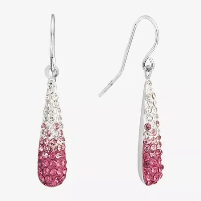 Silver Treasures Ombre Womens Multi Color Crystal Sterling Silver Drop Earrings In Metallic