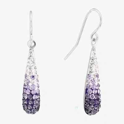 Silver Treasures Ombre Womens Multi Color Crystal Sterling Silver Drop Earrings In Purple