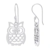 Silver Treasures Owl Womens Sterling Silver Drop Earrings In Metallic