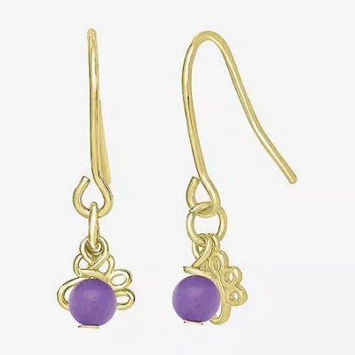 Silver Treasures Paw Print 14k Gold Over Silver Drop Earrings In Purple
