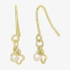 Silver Treasures Paw Print 14k Gold Over Silver Drop Earrings In Gold