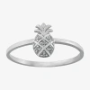 Silver Treasures Pineapple Womens Cubic Zirconia Sterling Silver Band In Transparent