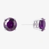 Silver Treasures Purple Cubic Zirconia Sterling Silver 7.1mm Stud Earrings In Metallic