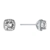 Silver Treasures Red Crystal Sterling Silver 6.8mm Square Stud Earrings In Transparent
