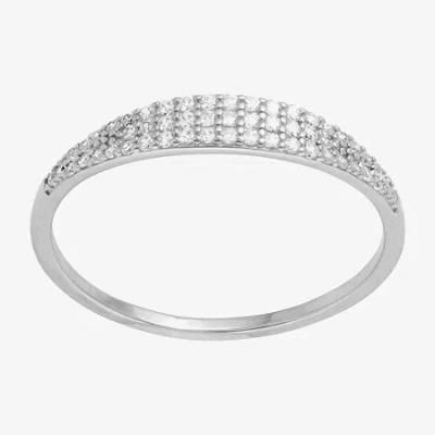 Silver Treasures Size 7 Womens Cubic Zirconia Sterling Silver Delicate Band In Metallic