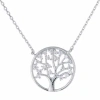 Silver Treasures Sterling Silver Cubic Zirconia Tree Of Life Pendant Necklace In Metallic