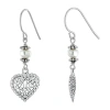 Silver Treasures Sterling Silver Cultured Freshwater Pearl Heart Drop Earrings In Silver