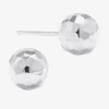 Silver Treasures Sterling Silver Diamond-cut Ball Stud Earrings In Silver