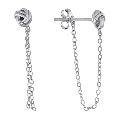 Silver Treasures Sterling Silver Knot Drop Earrings In Transparent