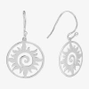 Silver Treasures Sun Womens Sterling Silver Drop Earrings In Silver