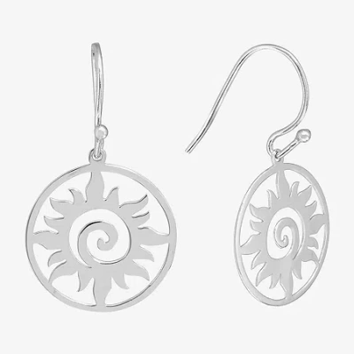 Silver Treasures Sun Womens Sterling Silver Drop Earrings In Transparent