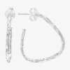 Silver Treasures Textured Womens Sterling Silver 26mm Triangle Hoop Earrings In Silver