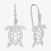 Silver Treasures Turtle Womens Sterling Silver Drop Earrings In Metallic
