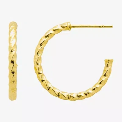 Silver Treasures Twisted Womens 14k Gold Over Silver Sterling Silver 19.9mm Hoop Earrings In Transparent