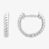Silver Treasures Twisted Womens Sterling Silver 11.1mm Hoop Earrings In Silver
