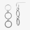 Silver Treasures Twisted Womens Sterling Silver Circle Drop Earrings In Metallic