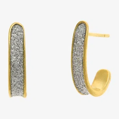 Silver Treasures Womens 14k Gold Over Silver 16.1mm Hoop Earrings