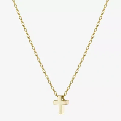 Silver Treasures Womens 14k Gold Over Silver Cross 16 Inch Pendant Necklace