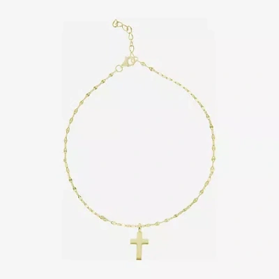 Silver Treasures Womens 14k Gold Over Silver Semisolid Cross Ankle Bracelet In Transparent