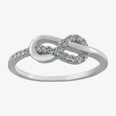 Silver Treasures Womens 20.5mm Cubic Zirconia Sterling Silver Infinity Band In Transparent