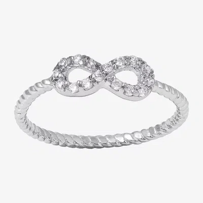 Silver Treasures Womens 20mm Cubic Zirconia Sterling Silver Band