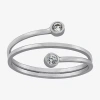 Silver Treasures Womens 2.5mm Cubic Zirconia Sterling Silver Bypass Band In Silver