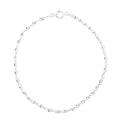 Silver Treasures Womens 8 Inch Solid Chain Bracelet In Transparent