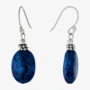 Silver Treasures Womens Blue Onyx Sterling Silver Oval Drop Earrings In Blue
