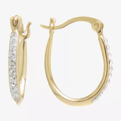 Silver Treasures Womens Crystal 14k Gold Over Silver 18mm Hoop Earrings