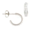 Silver Treasures Womens Crystal Sterling Silver 14mm Hoop Earrings In Silver