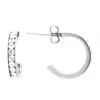 Silver Treasures Womens Crystal Sterling Silver 15mm Hoop Earrings In Silver