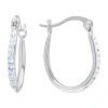 Silver Treasures Womens Crystal Sterling Silver 18mm Hoop Earrings In Transparent