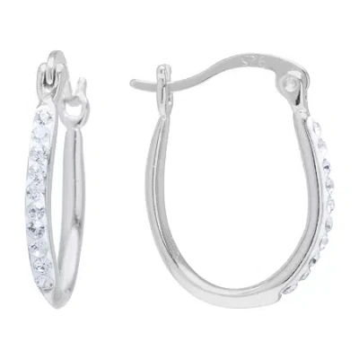 Silver Treasures Womens Crystal Sterling Silver 18mm Hoop Earrings In Transparent