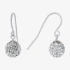 Silver Treasures Womens Crystal Sterling Silver Ball Drop Earrings In Silver