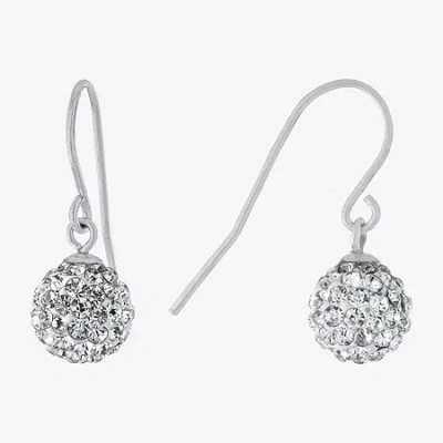 Silver Treasures Womens Crystal Sterling Silver Ball Drop Earrings